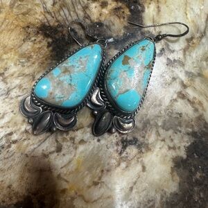 Turquoise and Silver Teardrop Earrings